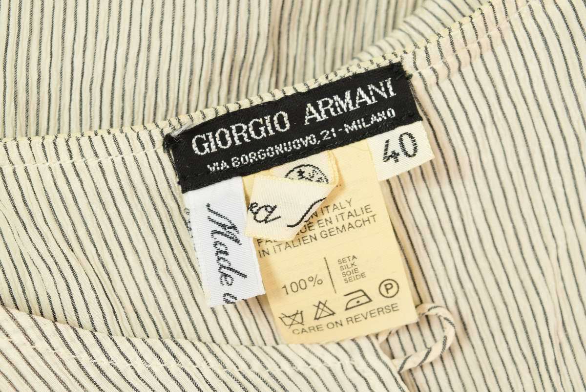 Giorgio Armani オールド シルク ストライプ ノーカラーシャツ 40 ホワイト ジョルジオ アルマーニ KL4CUBCS27_画像7