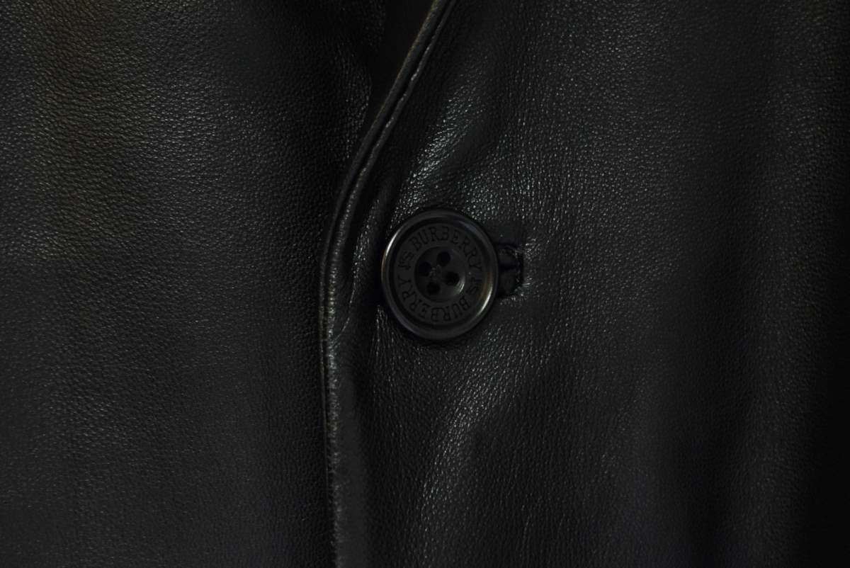 美品 BURBERRY BLACK LABEL 2B ラム レザー ジャケット S ブラック