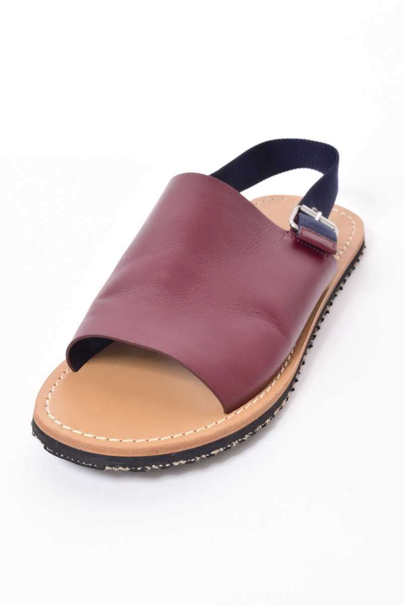 未使用 MARNI バイカラー レザー サンダル 44/29cm ボルドー マルニ