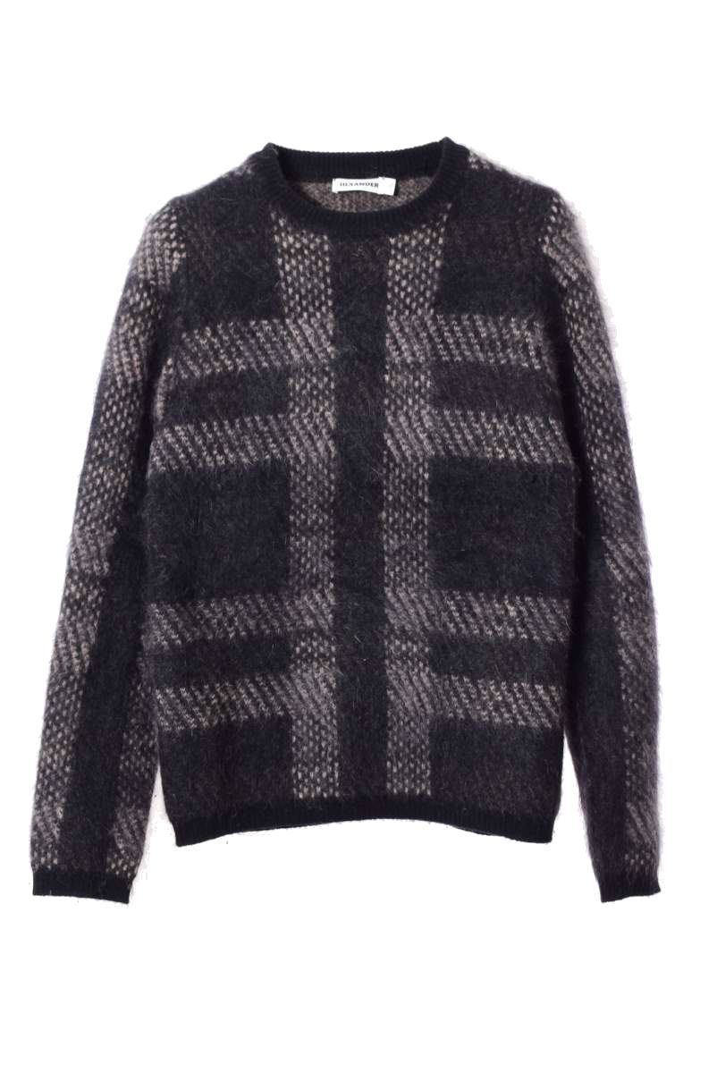 美品 JIL SANDER カシミヤ混 チェック柄 プルオーバー ニット 34