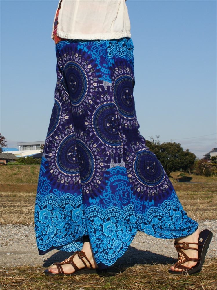 * ethnic wide pants race flower including carriage * new goods unused D*geli woven cloth unisex ethnic sarouel pants yoga 