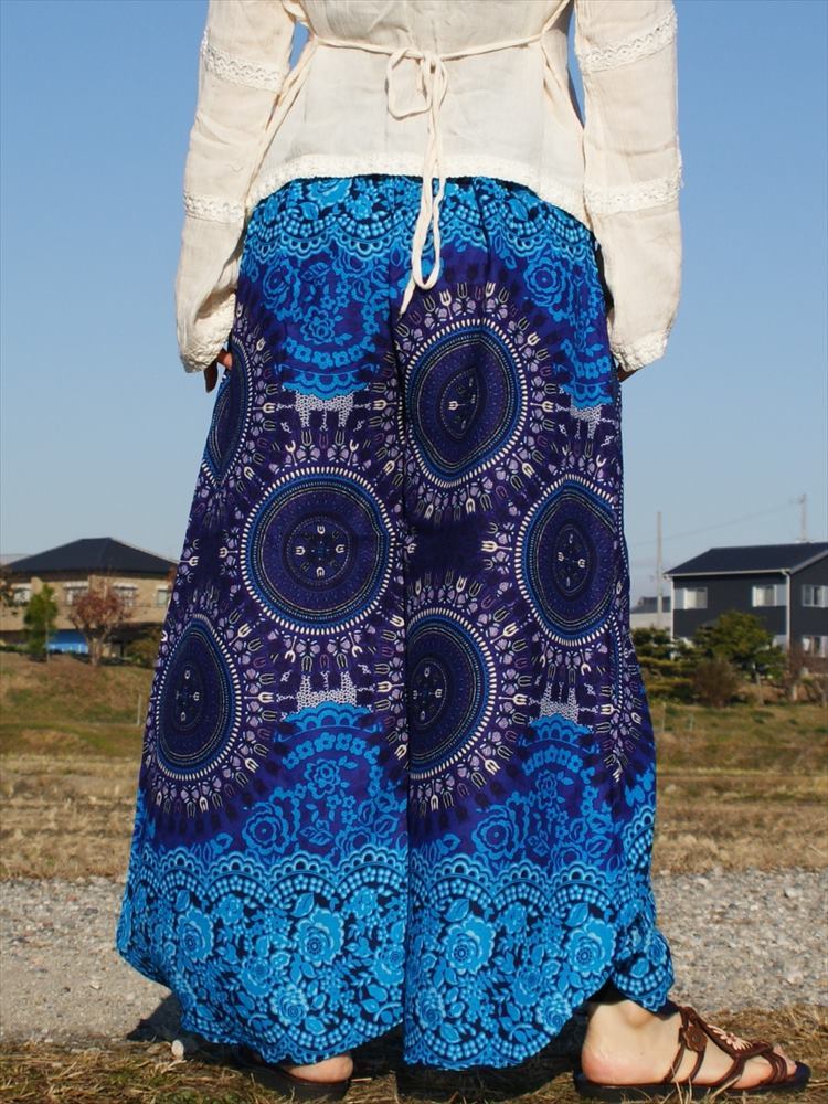 * ethnic wide pants race flower including carriage * new goods unused D*geli woven cloth unisex ethnic sarouel pants yoga 