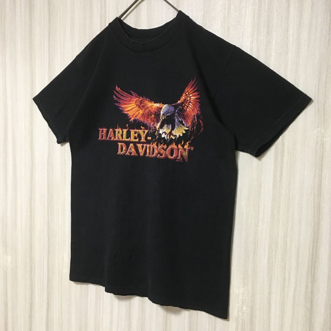 ハーレーダビッドソン USA製 Tシャツ 両面プリントロゴ ファイヤー 