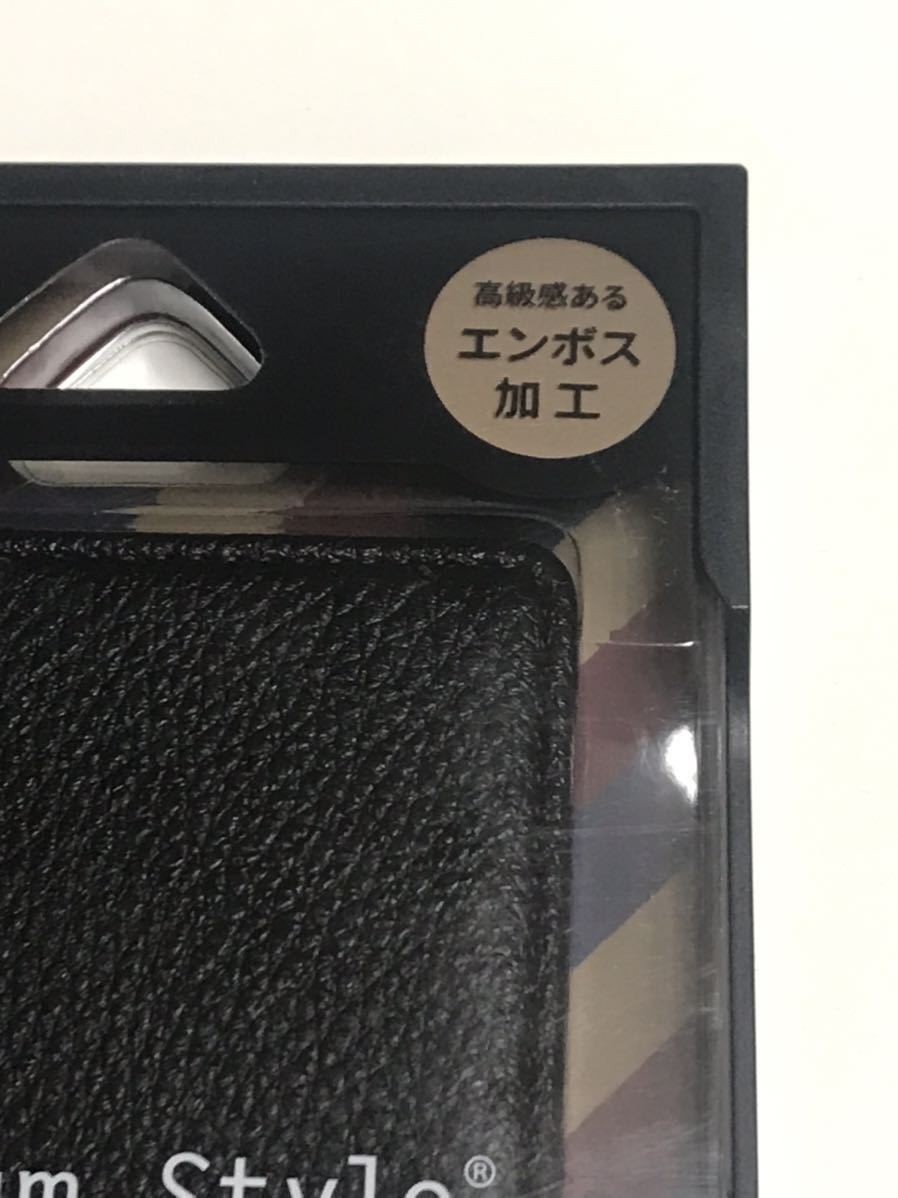 匿名送料込み iPhoneX用カバー 手帳型ケース ブラック 黒色 ストラップホール カードポケット 新品iPhone10 アイホンX アイフォーンX/KH6
