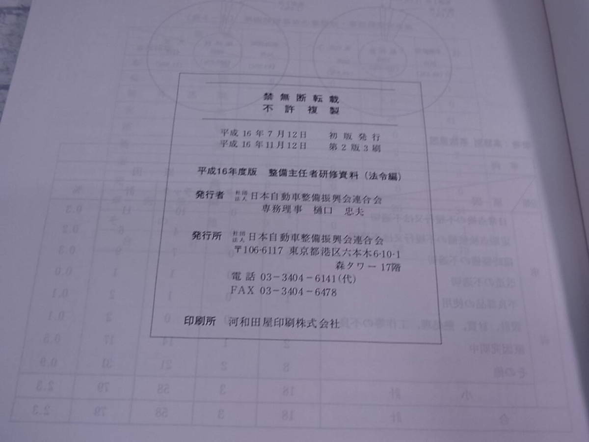 ◎J/199●平成16年度版 整備主任者研修資料☆法令編☆初版発行：平成16年7月☆中古品_画像6