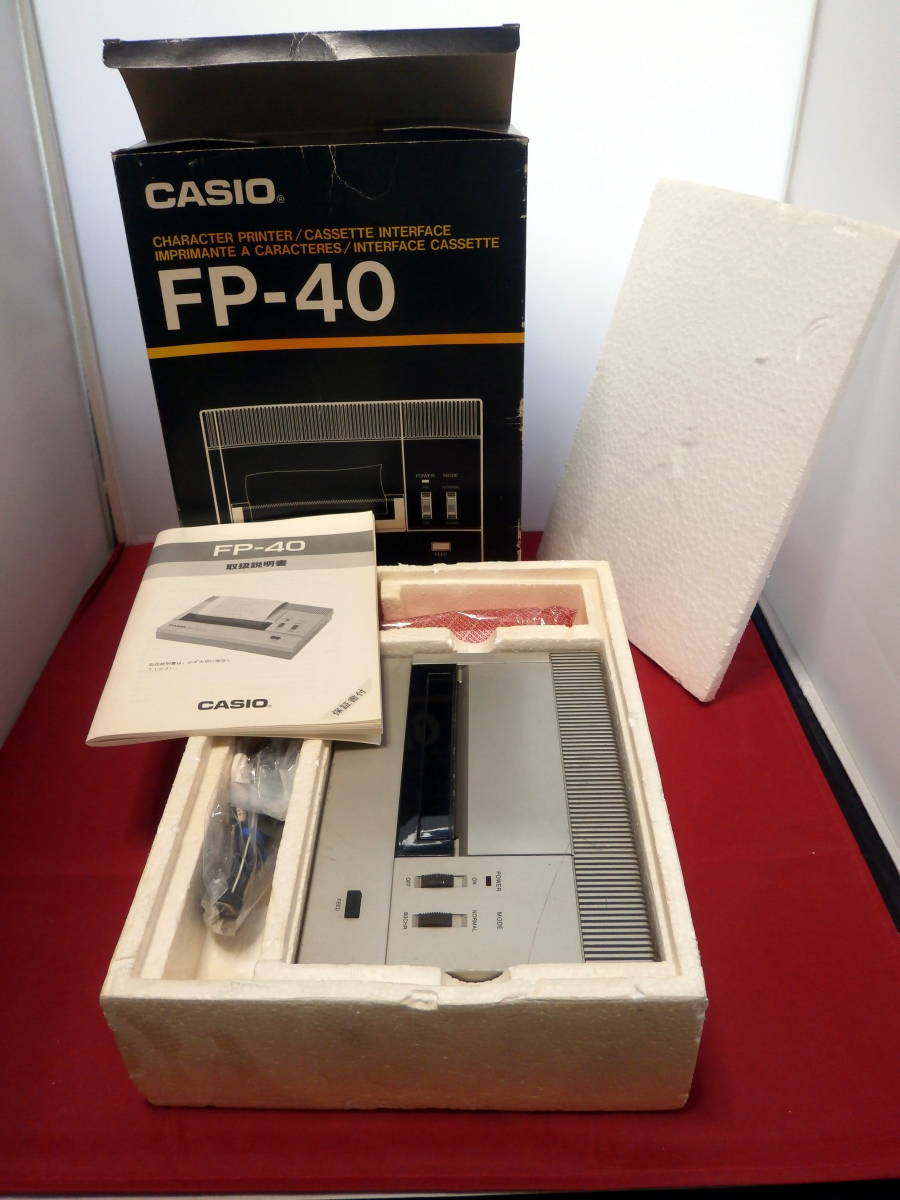CASIO ポケコン用プリンタ FP-40 箱、用紙、カセットケーブル付・ジャンク_画像1