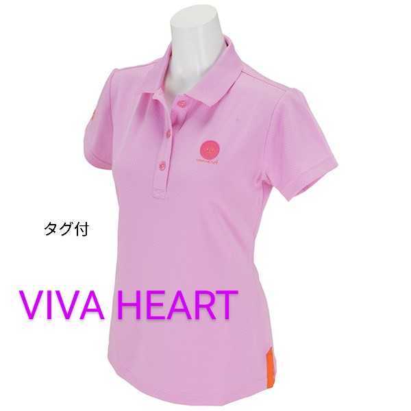 タグ付 VIVA HEART レディース40 ビバハート ゴルフ ブランドロゴ刺繍 半袖 ポロシャツ ピンク M相当 未使用 新品 送料無料_画像1