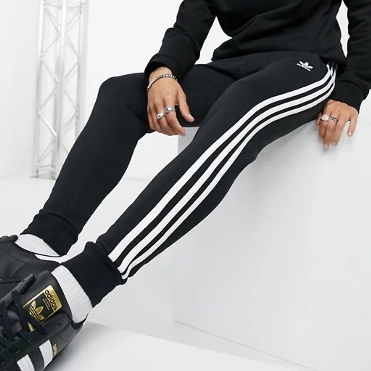 adidas Originals アディダスオリジナルス 3 Stripes 3ストライプ ジョガーパンツ スウェットパンツ ブラック×ホワイト L