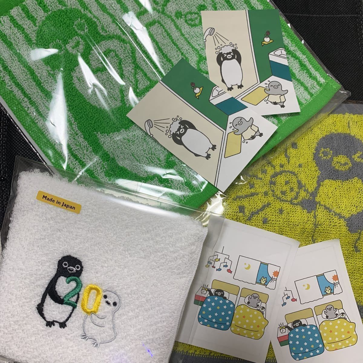 3枚 Suica ペンギン 刺繍 ハンドタオル ペンギン 20周年 タオル 