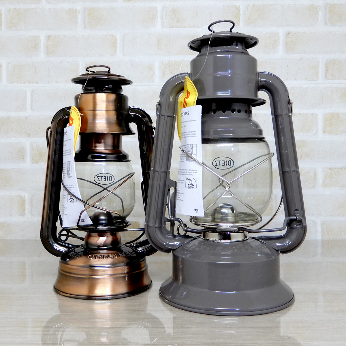 セット【送料無料】新品 Dietz #76 - Bronze & #30 - Grey Oil Lantern / 替芯付 ◇デイツ ブロンズ グレー ニッケル ハリケーンランタン