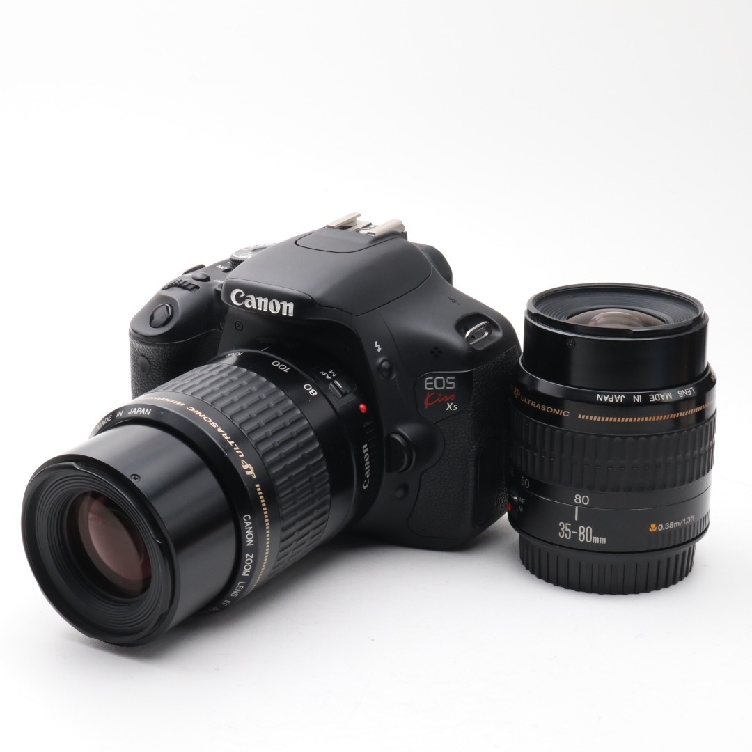  美品 Canon X5 ダブルズームセット キャノン 一眼レフ カメラ 自撮り おすすめ 初心者 入門機 新品SDカード8GB
