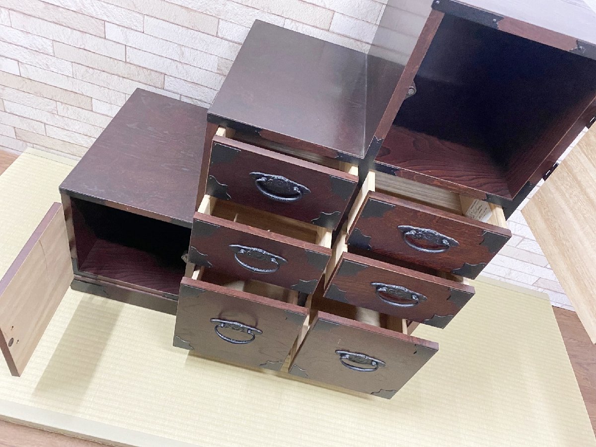 福岡大川 ノダ工芸 けやき民芸 階段タンス 左 幅約90㎝ 欅材 福岡大川 ノダ工芸 けやき民芸 階段タンス 左 幅約90㎝ 欅材