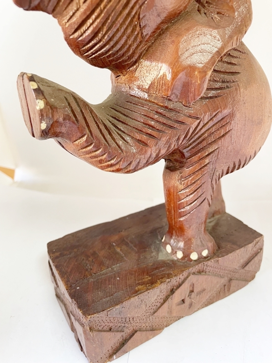 象 ゾウ ぞう 置物 木彫り オブジェ 民芸品 アジア インド インテリア 彫刻 レトロ （二階）_画像3