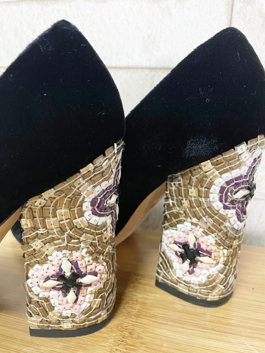 *D&G Dolce & Gabbana Dolce&Gabbana high heel tweed check 36 lady's 
