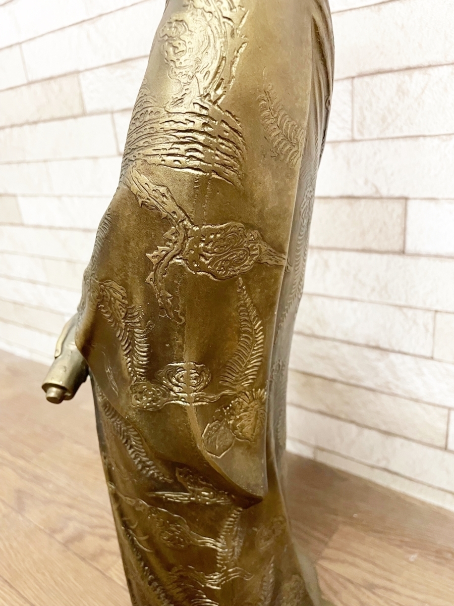 ♥大変に古い 観音像 観音様 仏像 金属製 骨董品 Yahoo!オークション - 金属工芸 観音菩薩像 高さ約62cm 仏様
