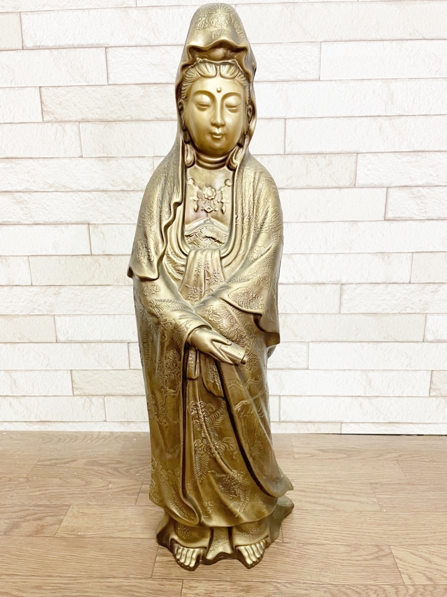 Yahoo!オークション - 金属工芸 観音菩薩像 高さ約62cm 仏様 仏像 在銘