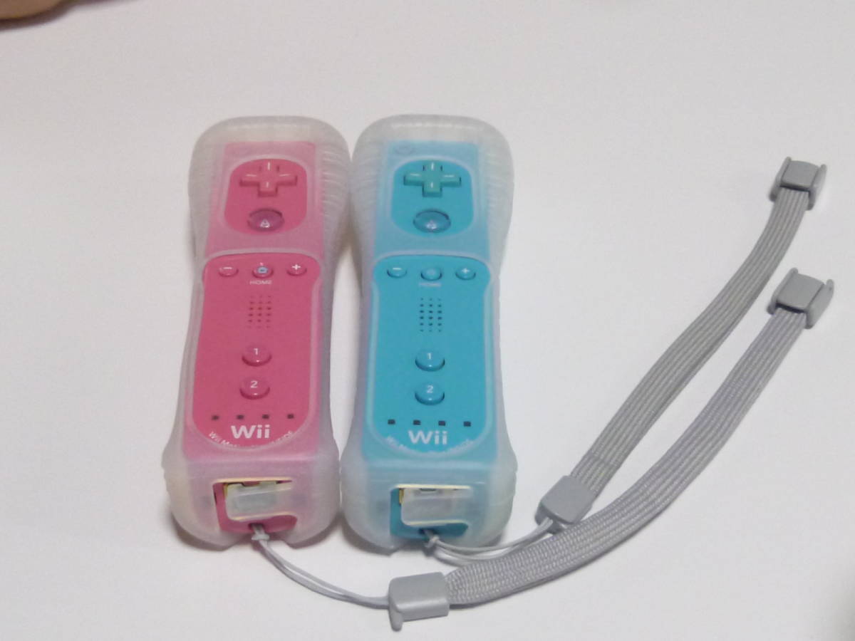 RSJ36【即日配送 送料無料 動作確認済】Wiiリモコン　モーションプラス　ジャケット　ストラップ 　ピンク ブルー　2個セット RVL-036