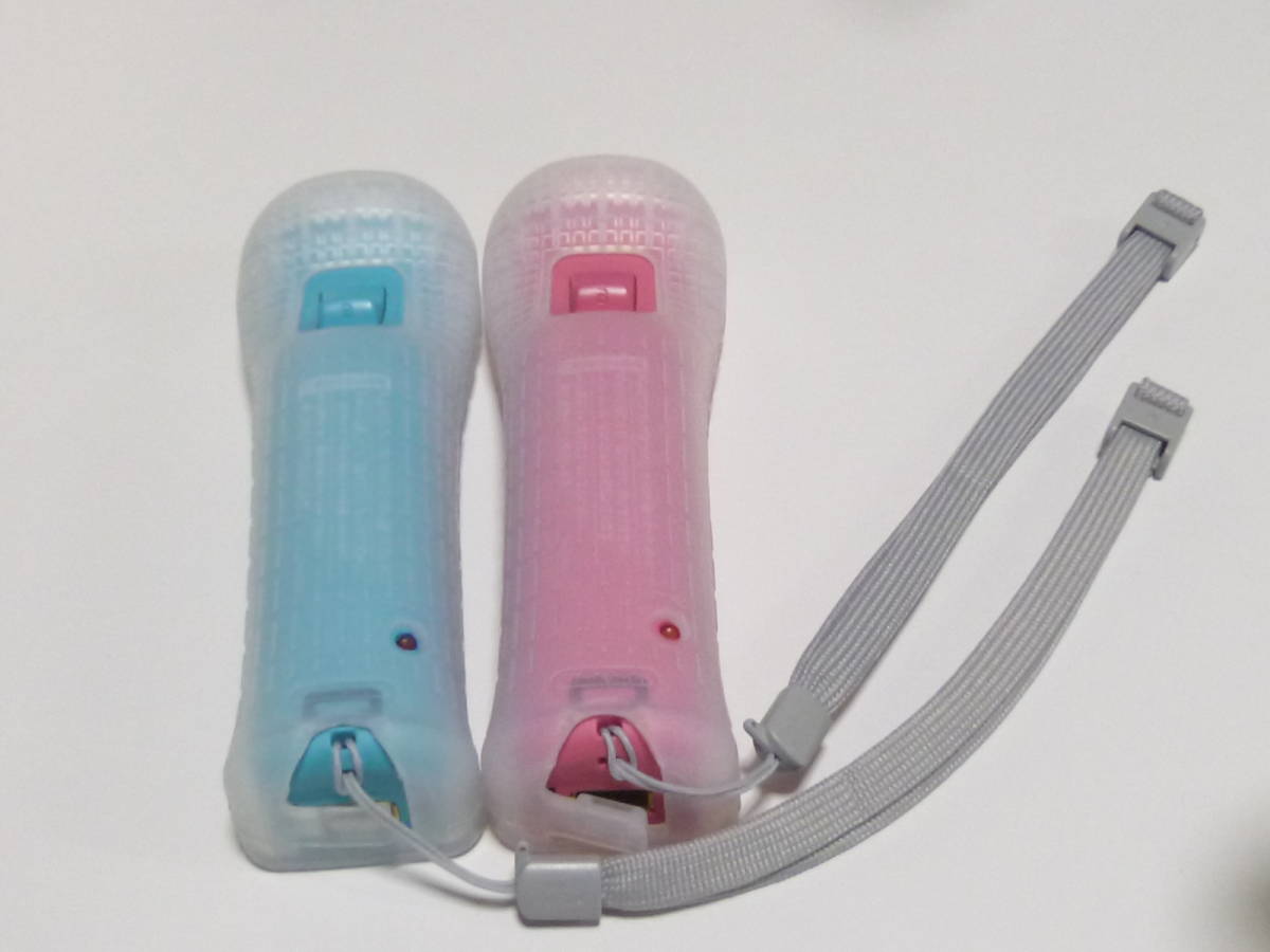 RSJ37【即日配送 送料無料 動作確認済】Wiiリモコン　モーションプラス　ジャケット　ストラップ 　ピンク ブルー　2個セット RVL-036