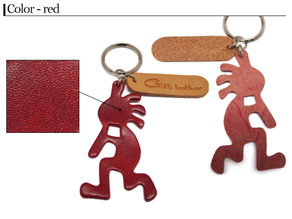 本革 ココペリ キーホルダー レッド red 赤 ギフト レザー Gift leather 幸運 お守り 豊穣 子宝 贈り物 プレゼント ネコポス 送料無料_画像2