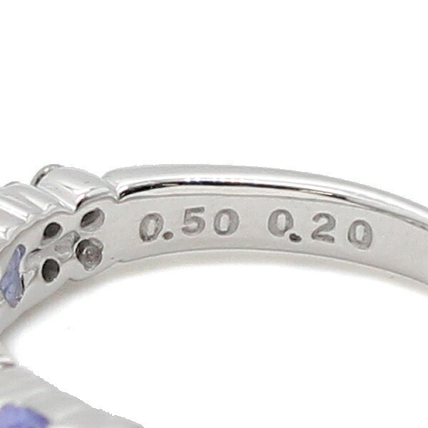 K18WG タンザナイト ダイヤモンド リング TZ0.50ct D0.20ct 11号 鑑別