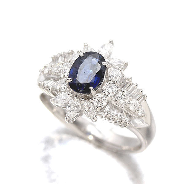 プラチナ サファイア ダイヤモンド リング S1.01ct D0.98ct 12.5号