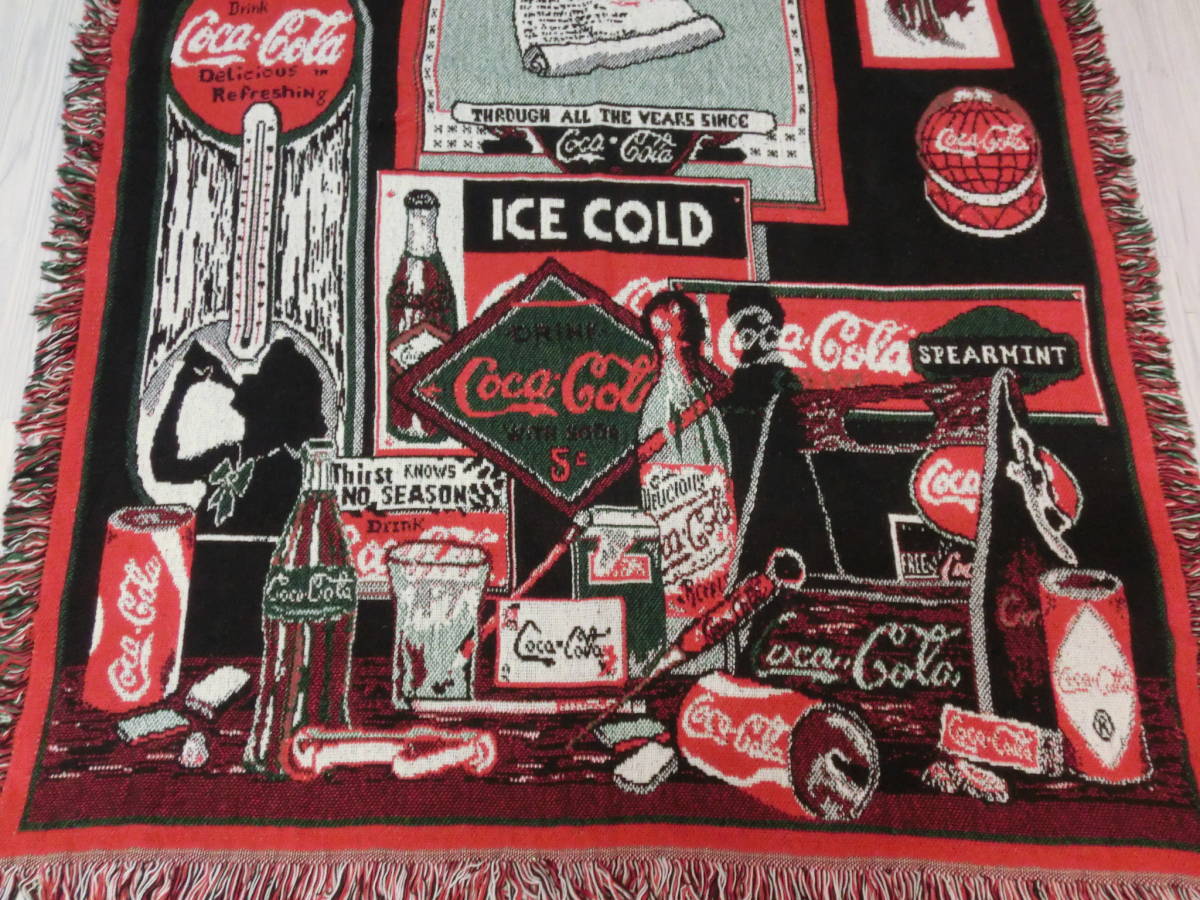 USA ビンテージ コカコーラ Coca-Cola ラグマット カーペット 敷物 ブランケット ビン 缶 瓶 看板 昭和 レトロ 60s 70s 80s インテリア古着の画像2
