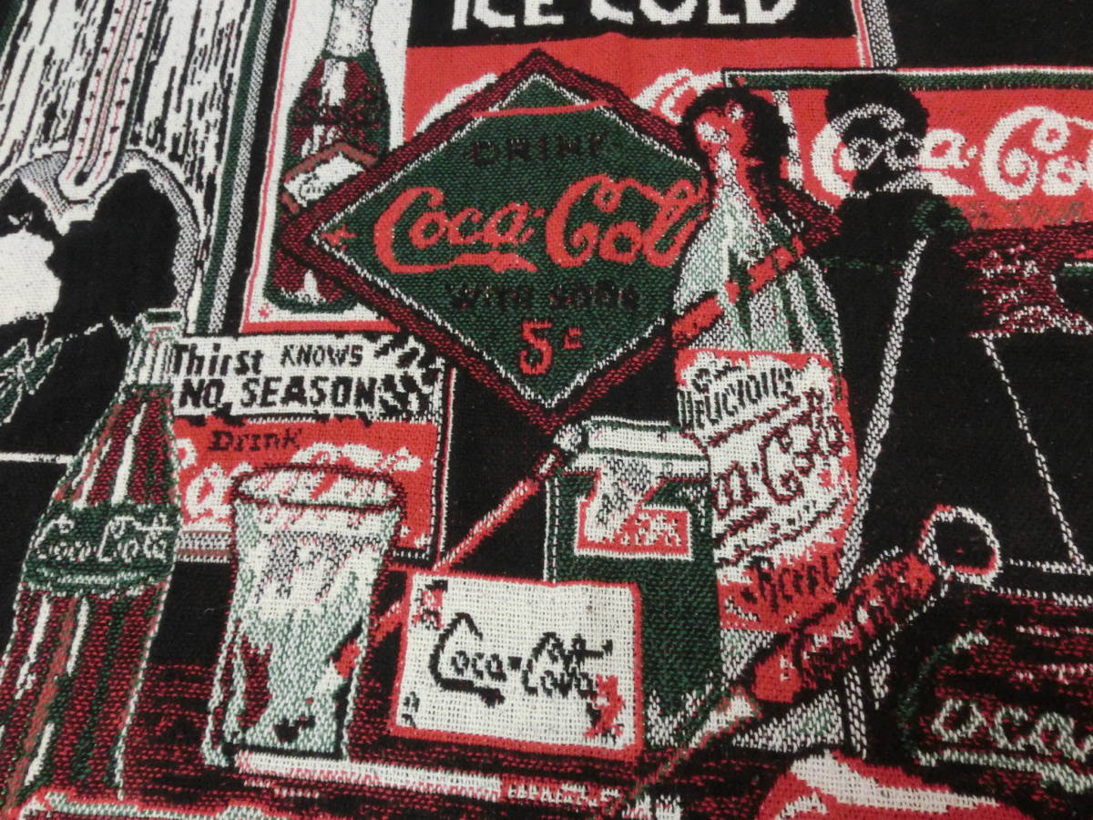 USA ビンテージ コカコーラ Coca-Cola ラグマット カーペット 敷物 ブランケット ビン 缶 瓶 看板 昭和 レトロ 60s 70s 80s インテリア古着の画像4