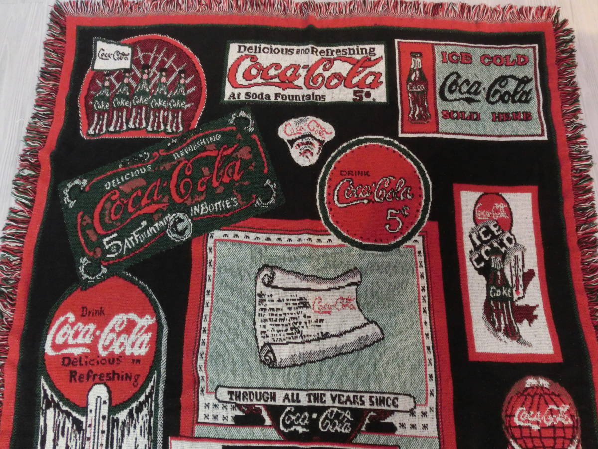 USA ビンテージ コカコーラ Coca-Cola ラグマット カーペット 敷物 ブランケット ビン 缶 瓶 看板 昭和 レトロ 60s 70s 80s インテリア古着の画像3