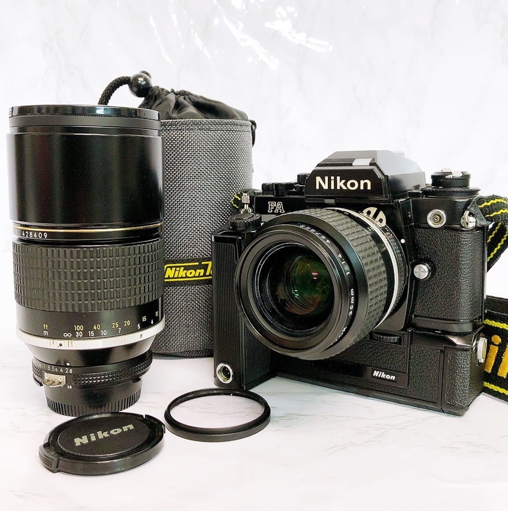 ニコン FA 一眼レフ フィルムカメラ モータードライブ フィルター レンズ付き（ニコン NIKKOR 35㎜ 1：1.4）動作未確認 ジャンク_画像1