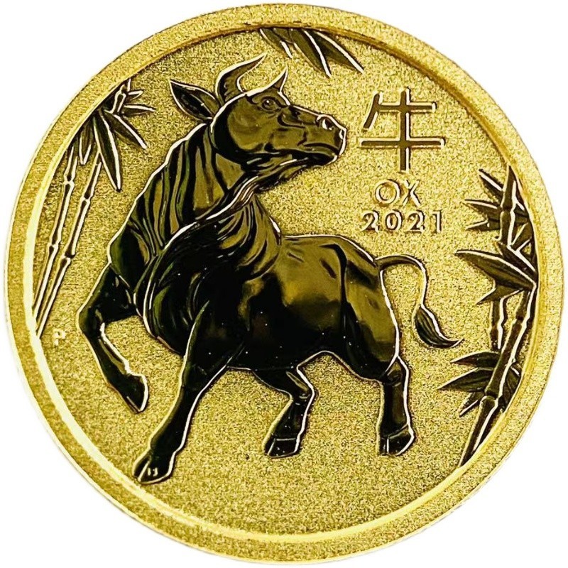 満点の 牛 金貨 美品 コレクション GOLD コイン イエローゴールド 1.56g 純金 24金 2021年 1/20オンス エリザベス女王2世 オーストラリア オセアニア