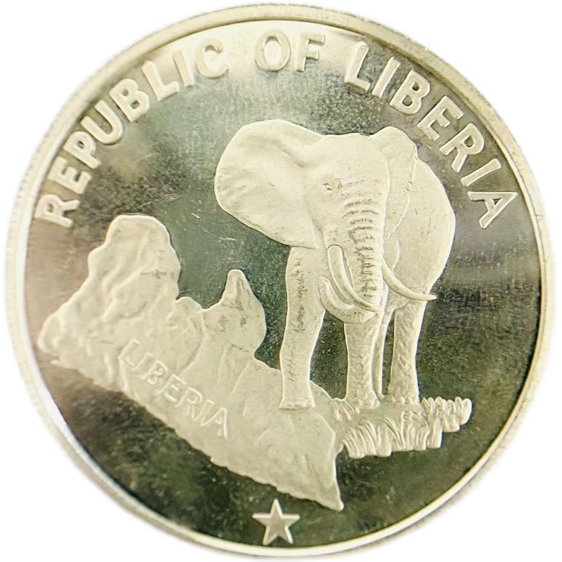 リベリア 銀貨 ゾウ シルバー 1978年 品位900/1000 34.1g アンティーク
