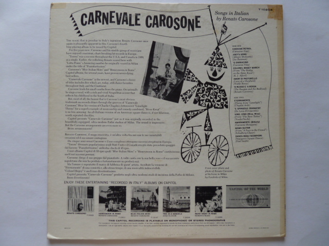 ◎インストルメンタル■レナート・カロゾーネ / RENATO CAROSONE■ CARNEVALE CAROSONE_画像2