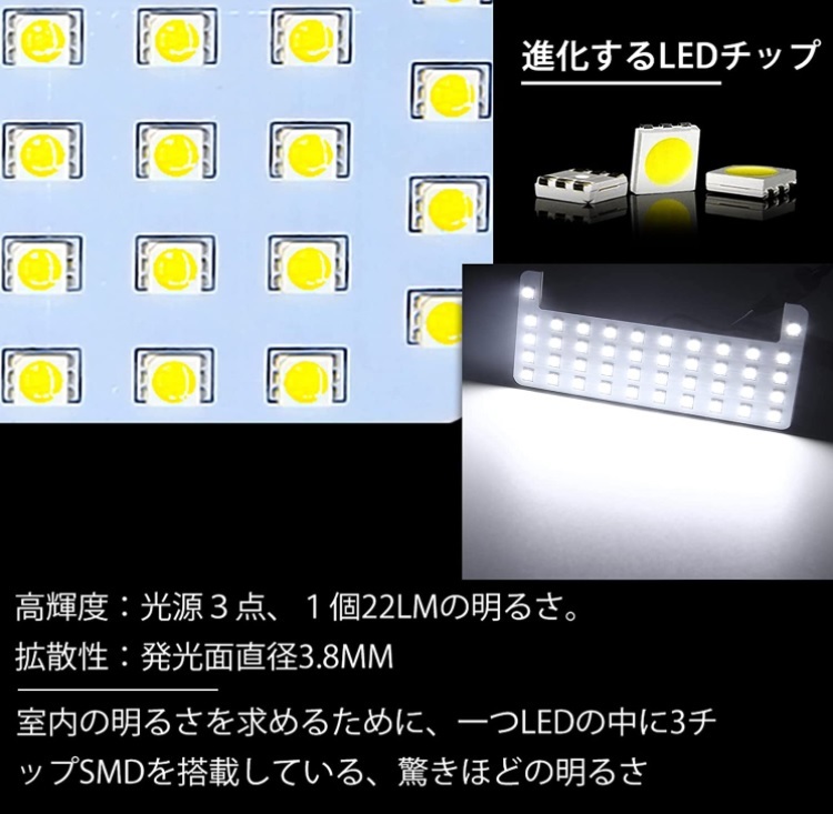 プラド 150系 LEDルームランプ TZ-G/TX"Lパッケージ(7人乗り)　ホワイト 車検対応 送付無料_画像6