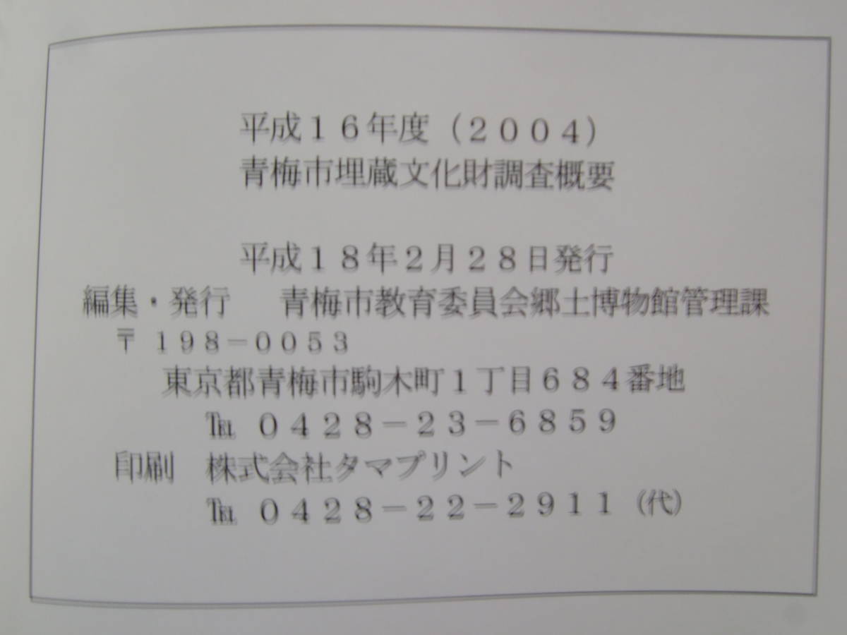 青梅市埋蔵文化財調査概要　平成16年度　青梅市教育委員会_画像6