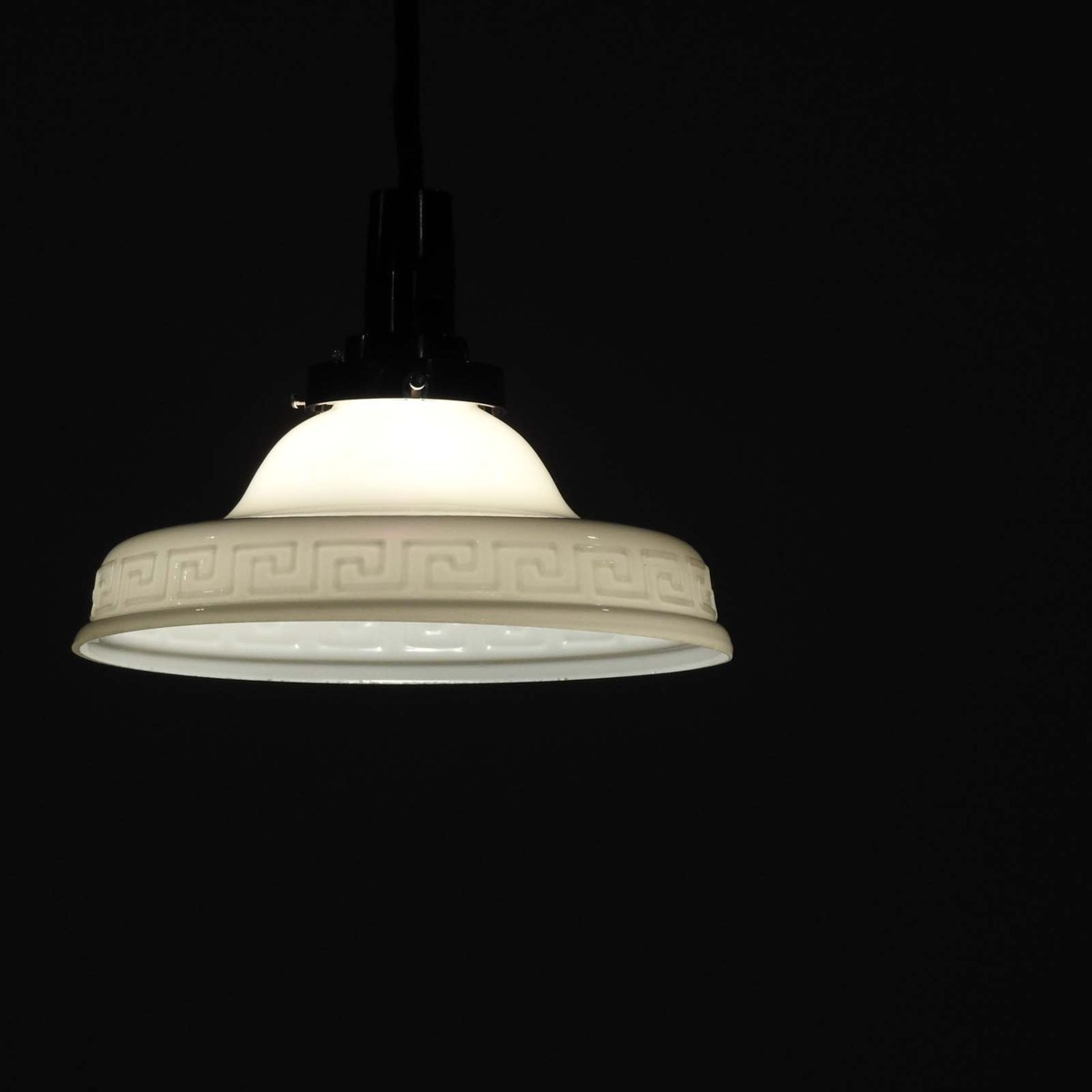 超安い 乳白ガラス電笠 乳白にメアンドロス模様 ふるい B シーリングライト 照明 ランプセード ランプシェード 電傘 / HK-a-00894 照明