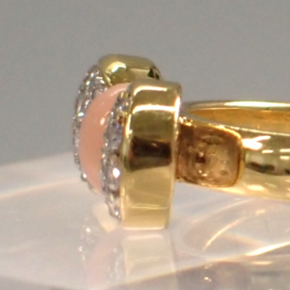[ used ] Ponte Vecchio Ribon motif 750(K18) diamond coral pink ring * ring 11.5 number ..Ponte Vecchio[ pawnshop ]