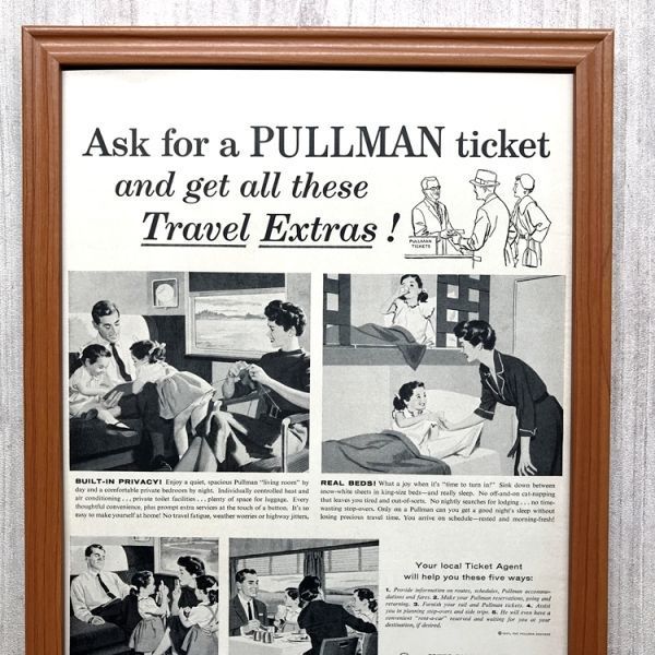 ◆即決◆1957年(昭和32年) PULLMAN プルマン 大陸横断鉄道 長距離列車【B4-4317】アメリカ ビンテージ雑誌広告【B4額装品】当時物 ★同梱可_画像4