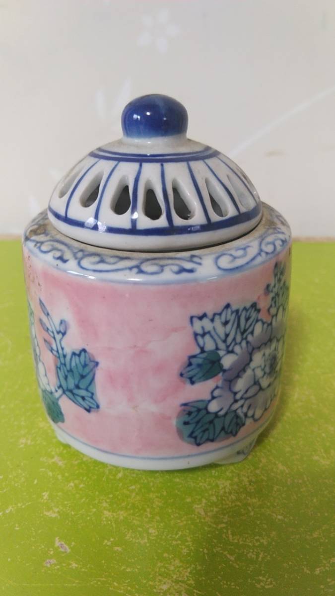 骨董・茶道具】☆古い 京焼 清水焼色絵船形香炉 co043til 古清水