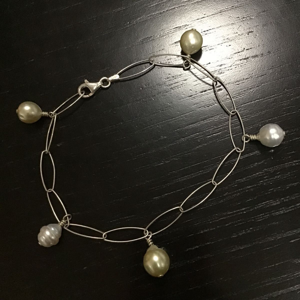 SV925 silver pearl anklet * pearl bracele 