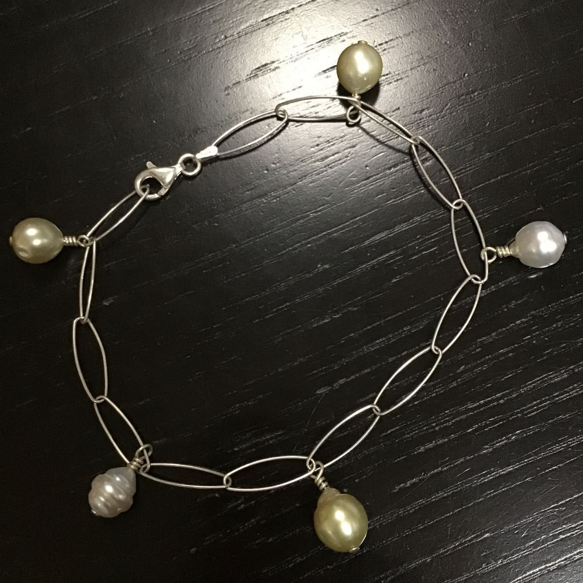 SV925 silver pearl anklet * pearl bracele 