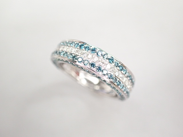 Красивые товары K18WG Diamond/Blue Diamond (обработка) Всего кольцо 1,06CT Кольцо