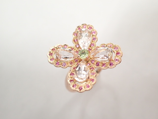 美品 K18PG ピンクゴールド クンツァイト計1.83ct リング 指輪 | www