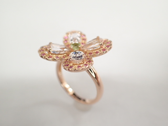 美品 K18PG ピンクゴールド クンツァイト計1.83ct リング 指輪-