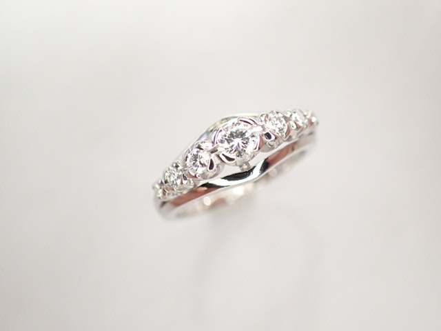 прекрасный товар Mikimoto Pt900 diamond итого 0.33ctte The Yinling g кольцо 
