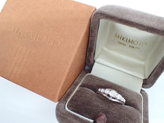  прекрасный товар Mikimoto Pt900 diamond итого 0.33ctte The Yinling g кольцо 