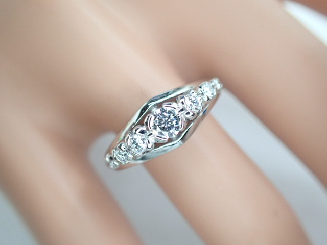  прекрасный товар Mikimoto Pt900 diamond итого 0.33ctte The Yinling g кольцо 