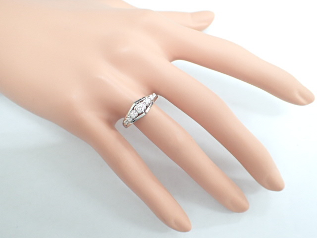  прекрасный товар Mikimoto Pt900 diamond итого 0.33ctte The Yinling g кольцо 