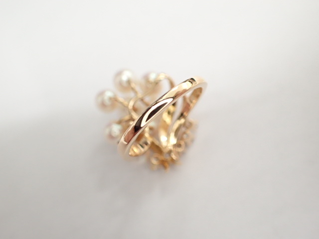 美品 田崎真珠 タサキ パール約4.4-6.2mm珠 ダイヤ計0.32ct デザイン