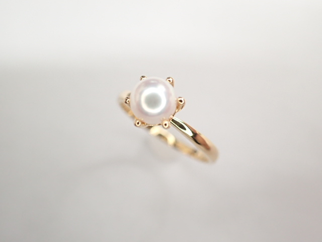【10％OFF】 美品 田崎真珠 タサキ K18 パール約5.1mm デザイン リング 指輪 指輪