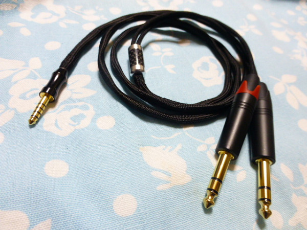 4.4mm5極 R2R2000 DX220MAX Cayin N6ii (E02) KANN ALPHA iFi Audio ZEN DAC 等 → 6.3mm ステレオ×2 MOGAMI 2944 スプリッター 120cm_画像1